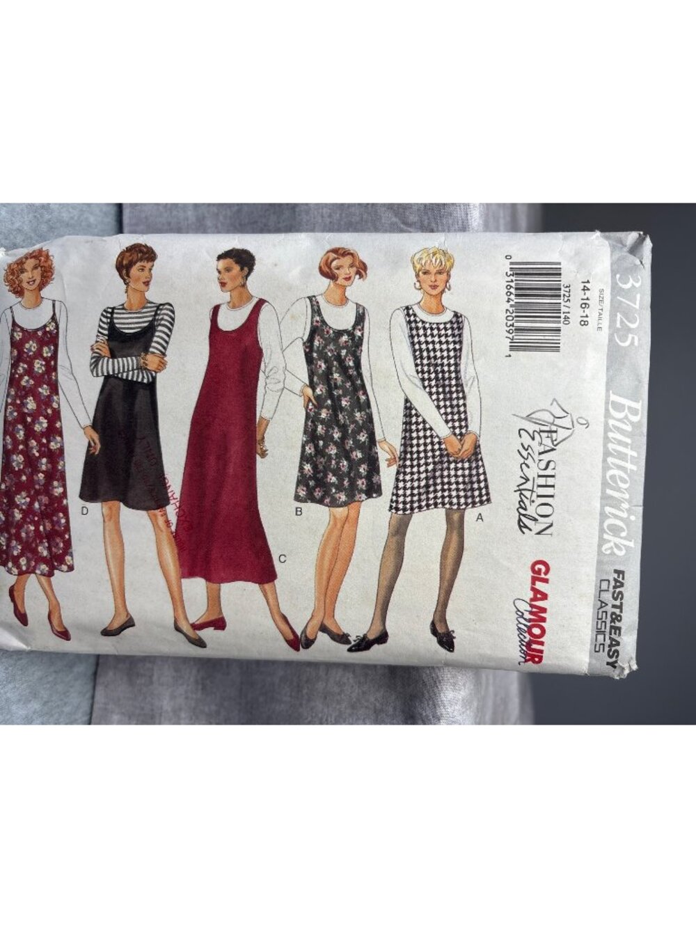 Butterick 3725 Sewing Pattern Dress Shirt Size 14 16 18 Uncut 1994 Vintage